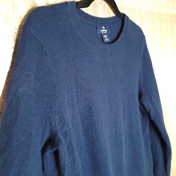 Lands' End EUC MP 100% cashmere Deep Sea Navy Blue sweater - Picture 6 of 8